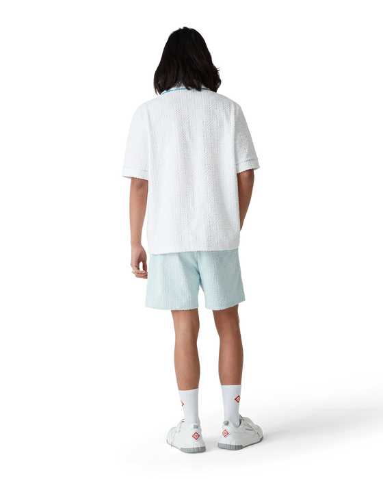 Casablanca Towelling Monogram Unisex Open Collar Shirt Bright White