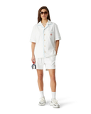 Casablanca Cămașă Unisex cu Guler Deschis din Material Tip Prosop Alb Strălucitor