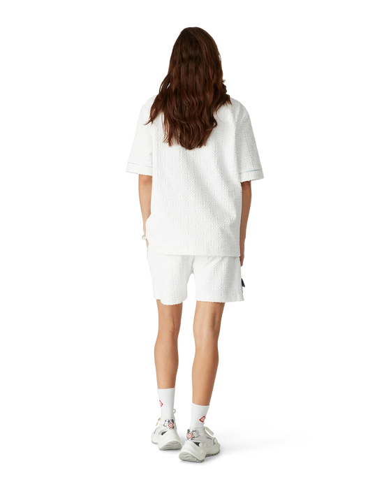 Casablanca Towelling Monogram Unisex Open Collar Shirt Bright White