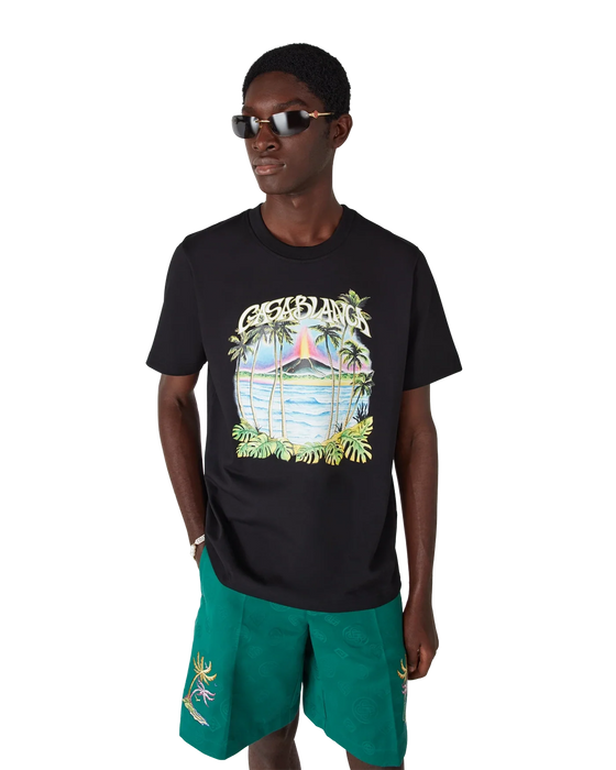 Casablanca Volcano Printed Classic T-shirt Black