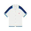 Casablanca White & Blue Short Sleeve Crochet Shirt