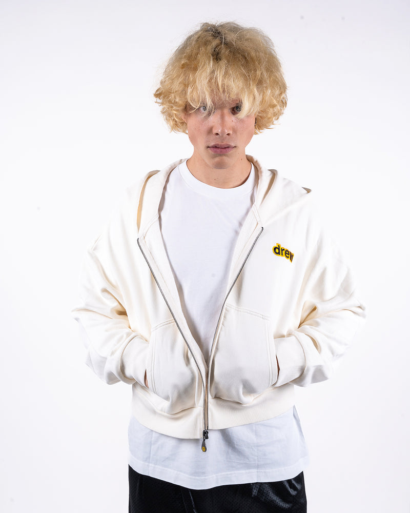 Drew house cropped zip up hoodie off-white - True to Sole