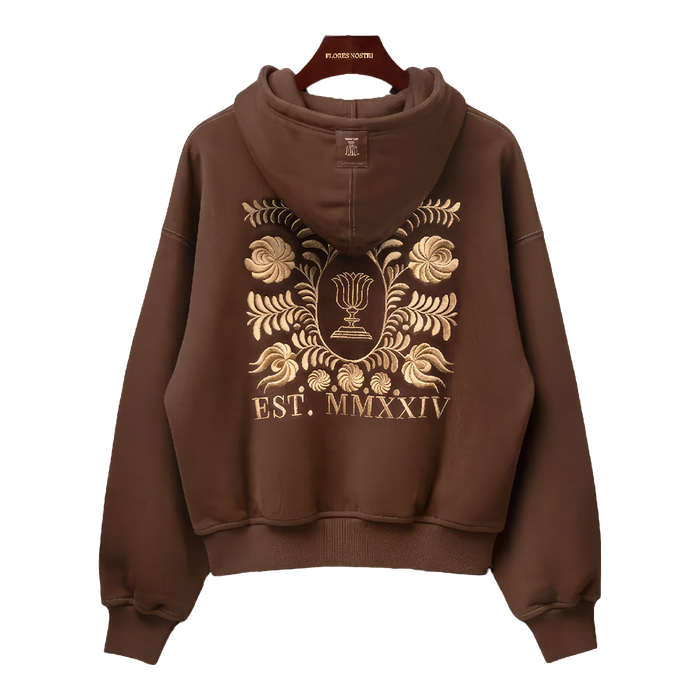 Flores Nostri The Matyó Nostalgia Hoodie Brown