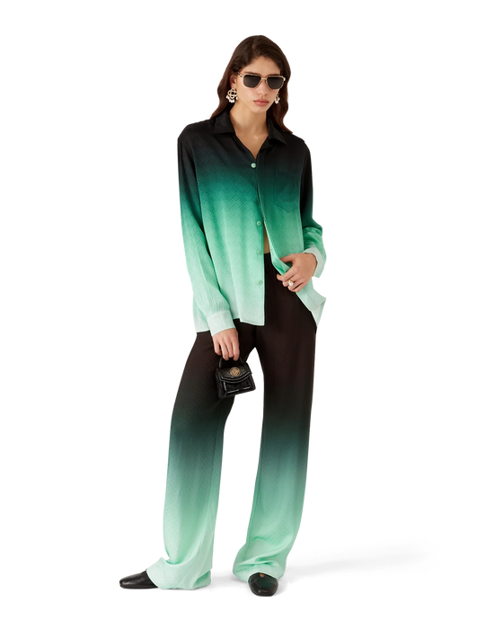 Casablanca Gradient Ping Pong Jacquard Long-Sleeve Silk Shirt