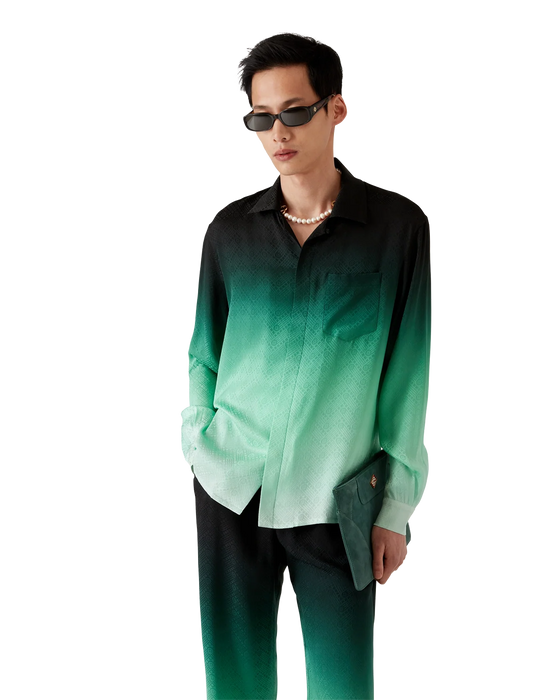 Casablanca Gradient Ping Pong Jacquard Long-Sleeve Silk Shirt