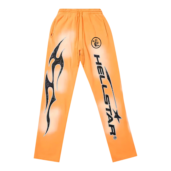 Hellstar Fire Orange Flare Bottom Sweatpants Orange Dye