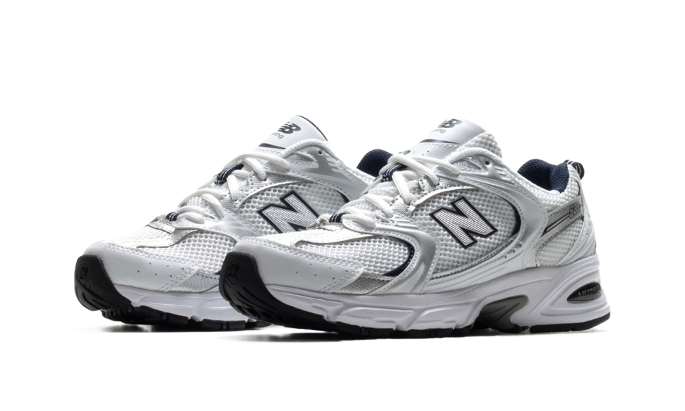 New balance white silver shop