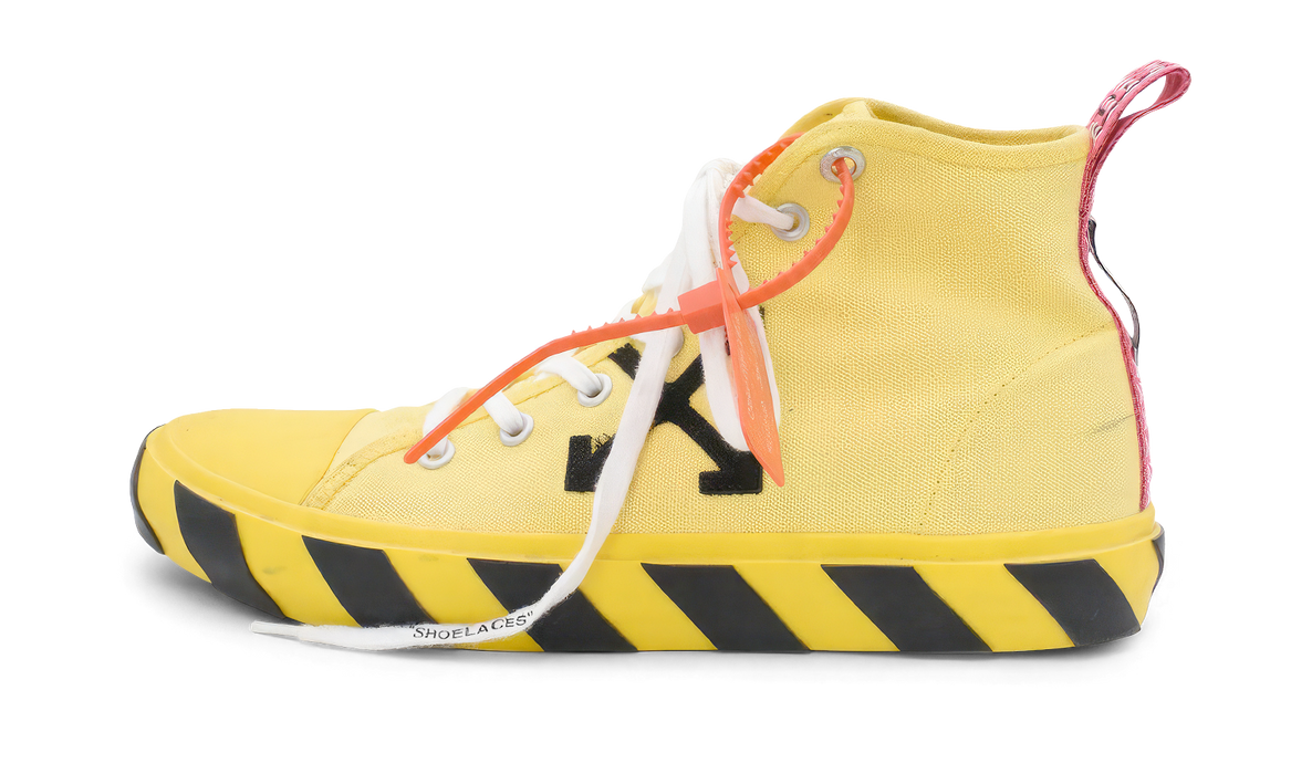 Off-White Yellow and Black Arrows Mid-Top Sneakers