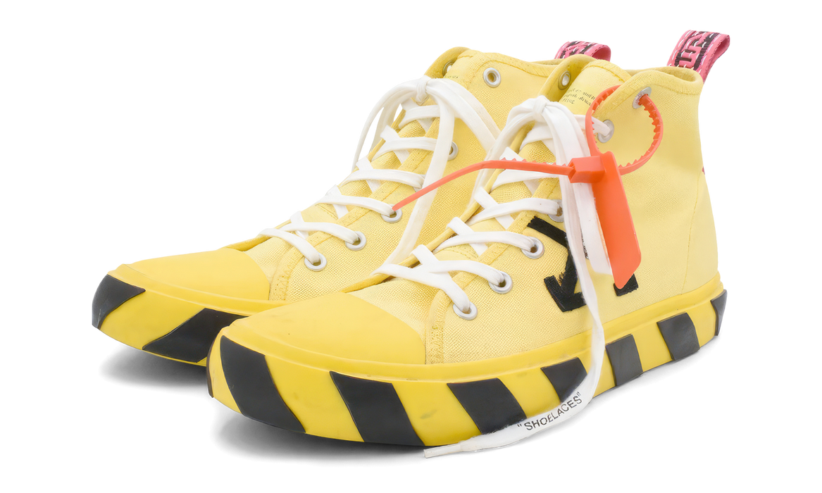 Off-White Yellow and Black Arrows Mid-Top Sneakers