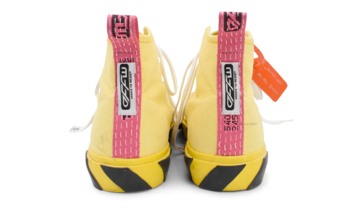 Off-White Yellow and Black Arrows Mid-Top Sneakers