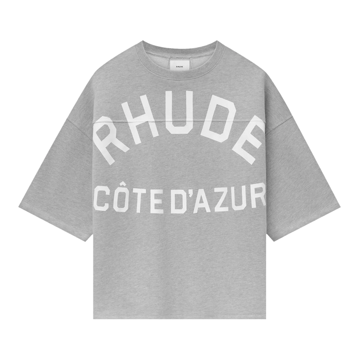 Rhude Cote D’Azur Mid-Sleeve Boxy Tee Heather Grey