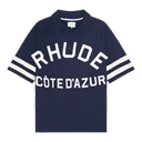 Rhude Polo Raglan Pique Cote D’Azur Bleumarin Alb Off White