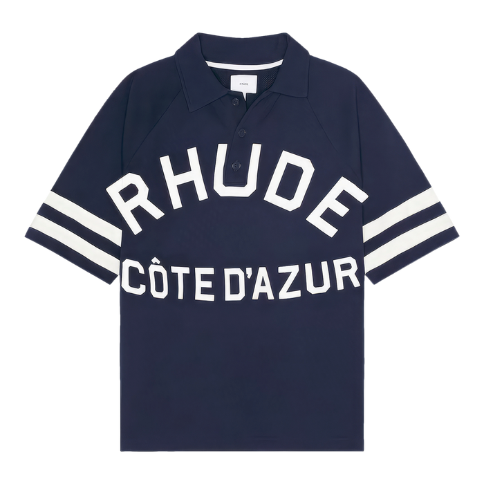 Rhude Cote D’Azur Pique Raglan Polo Navy Off White