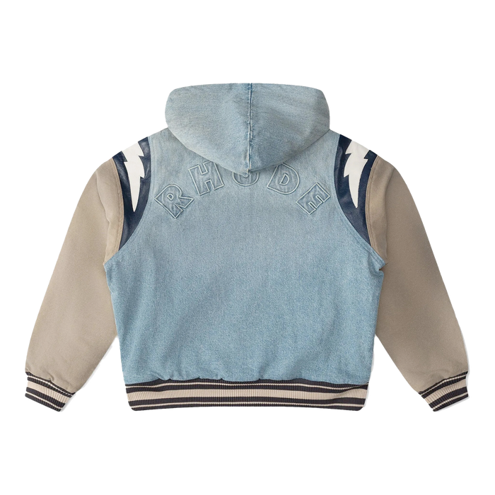 Rhude Denim Lightning Bomber Hoodie Denim