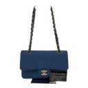 Chanel No.2 Blue Jersey Matelassé 23cm Double Flap - GHW cu card | Pre-Owned