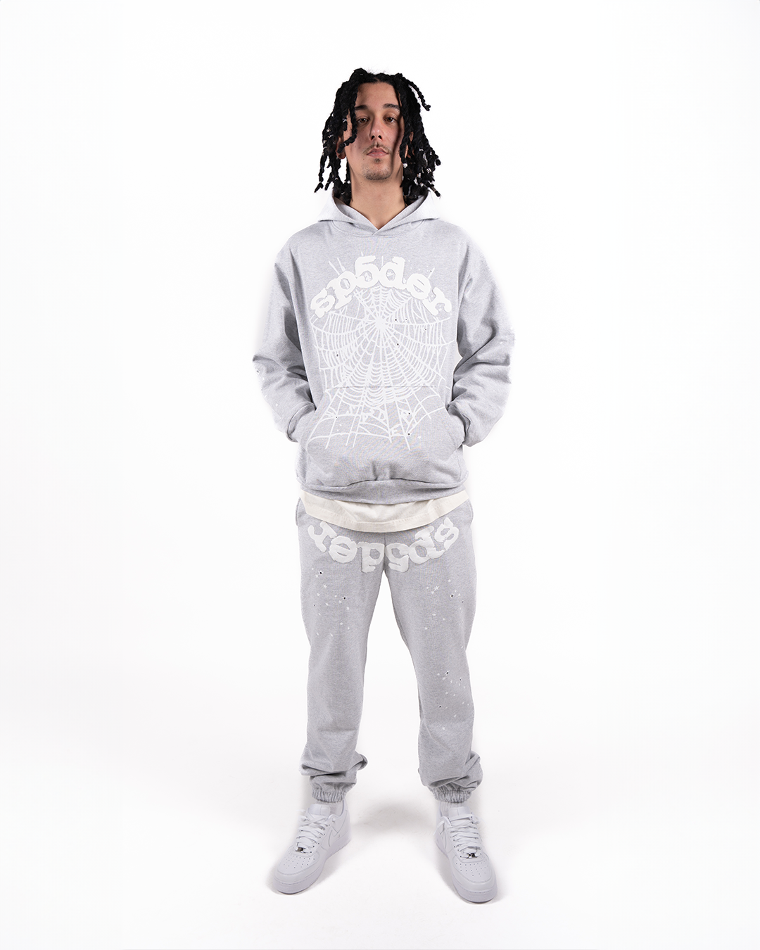 Sp5der OG Web Hoodie Heather Grey - True to Sole