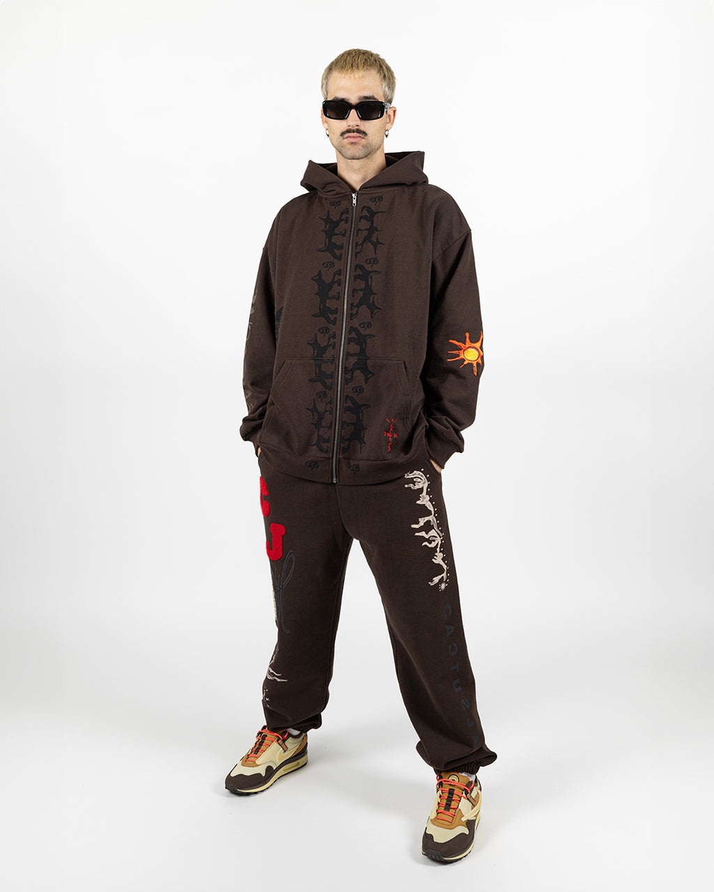 Travis Scott Reverse Dog Zip Up Hoodie Brown True to Sole