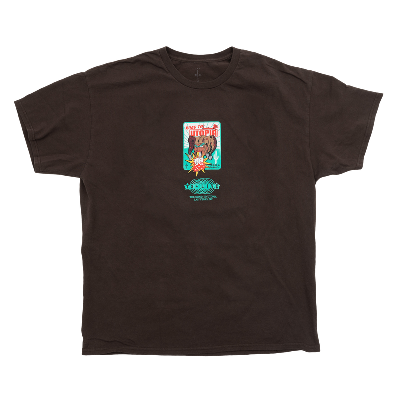 Travis Scott Road To Utopia Las Vegas Joker T-Shirt „Brown”