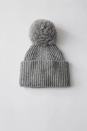 Acne Studios Pom-Pom Ribbed Wool Beanie Steel Grey