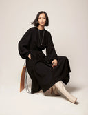 Another Tomorrow Drawstring Gathered Dress Black