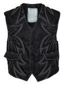 Bally Embroidered Quilted Vest Black
