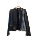 Escada Eyelet Leather Jacket Grey