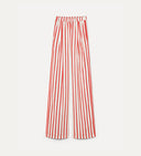 Forte Forte Straight Pleated Trousers Red / White Stripe