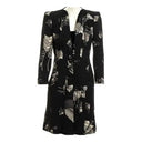 Gucci Leaf Print Chiffon Dress Black / Silver