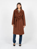 Liu Jo Belted Wool Coat Brown