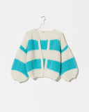 Maiami Alpaca Striped Cardigan Cream / Turquoise