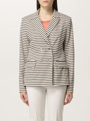 Pinko Striped Double-Breasted Blazer Cream / Navy