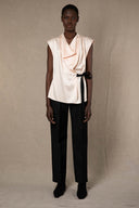 Roksanda Andriya Draped Side-Tie Silk-Satin Top Blush