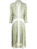 Sandro Margaret Paisley-Print Midi Shirt Dress Ecru / Green