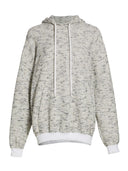 St. John Bouclé Space-Dyed Tweed Knit Hooded Sweater Cream Multi