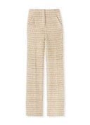 St. John Bouclé Space-Dyed Tweed Knit Trousers Cream Multi