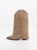 Toral Altea Suede Fold-Over Western Boots Taupe