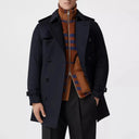 Burberry Wimbledon Short Wool Cashmere Trench Coat Midnight Navy