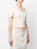 Jacquemus La Chemise Tangelo Cropped Zip Shirt Off-White