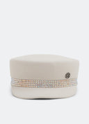 Maison Michel Abby Crystal-Band Felt Sailor Cap Dark Snow