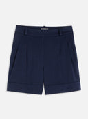 Maison Ullens Light Wool & Silk Piqué Shorts Navy