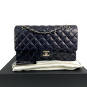 Chanel Navy Lambskin Classic Double Flap Chain Shoulder