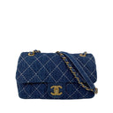 Chanel Navy Denim Classic Flap Chain Shoulder