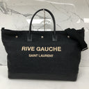 Saint Laurent Rive Gauche Raffia Maxi Cabas Tote Black