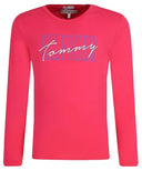 Tommy Hilfiger Script Logo Long Sleeve Tee Pink (Kids)