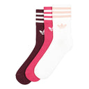 adidas Originals Mid-Cut Crew Socks 3-Pack Burgundy/Pink/White (Kids)