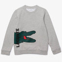 Lacoste Crocodile Print Fleece Sweatshirt Heather Grey (Kids)