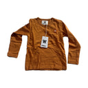 Double A by Wood Wood Logo Patch Long Sleeve T-Shirt Burnt Orange (Kids)