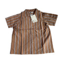 East End Highlanders Striped Camp Collar Shirt Terracotta (Junior)