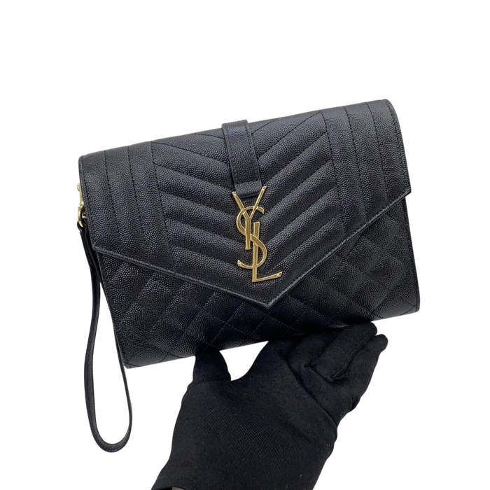 Saint Laurent Black 651030 Leather Clutch | Pre-Loved