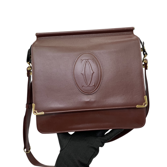 Cartier Red Maroon Must De Cartier Messenger Shoulder Bag | Pre-Loved
